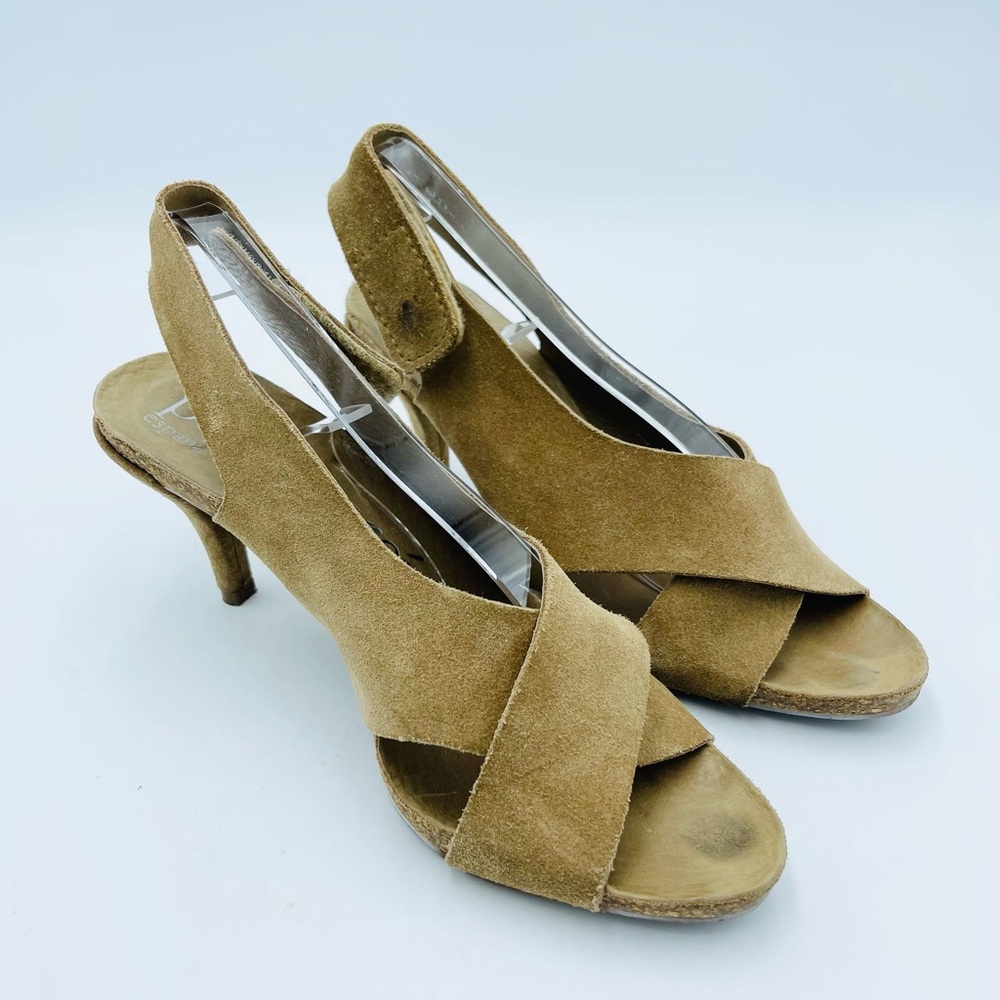 Pedro Garcia Tan Suede Slingback Heels